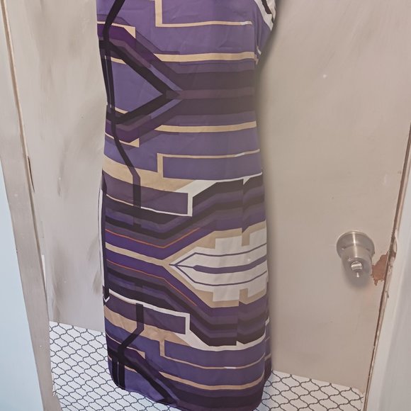 Antonio Melani Purple Silk Geo Dress - Picture 2 of 14